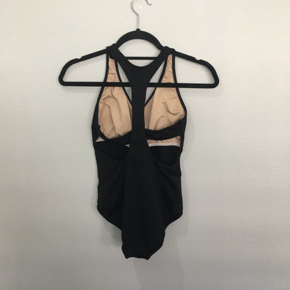 Motionwear black racerback leotard with horizontal back strap - Picture 3 of 5